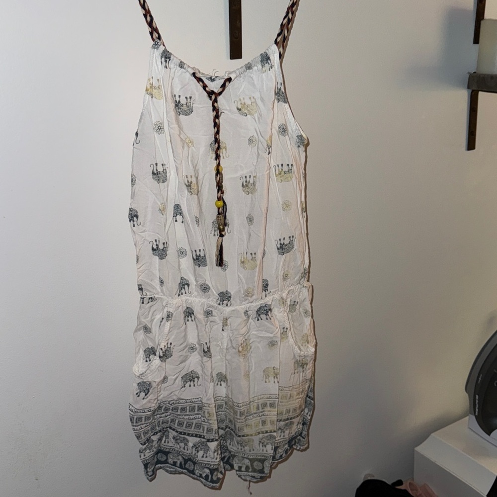 White Elephant Print Romper - Picture 1 of 3